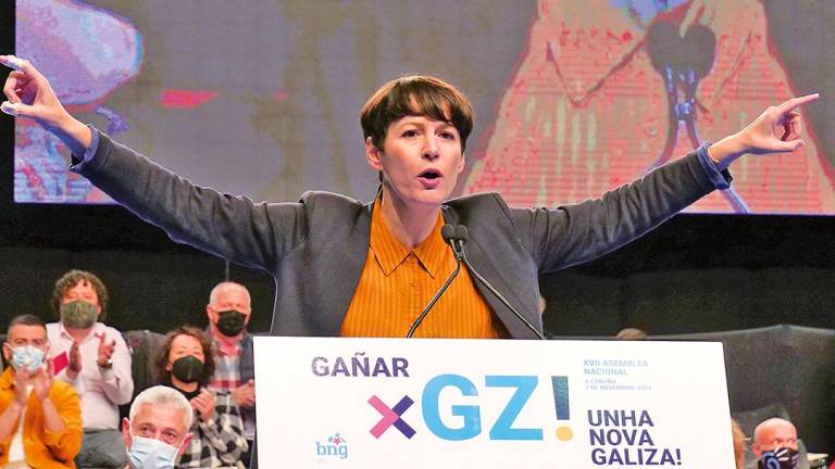 A portavoz nacional do BNG, Ana Pontón, na súa terceira reválida este domingo no Coliseo de A Coruña. Foto: Gallego