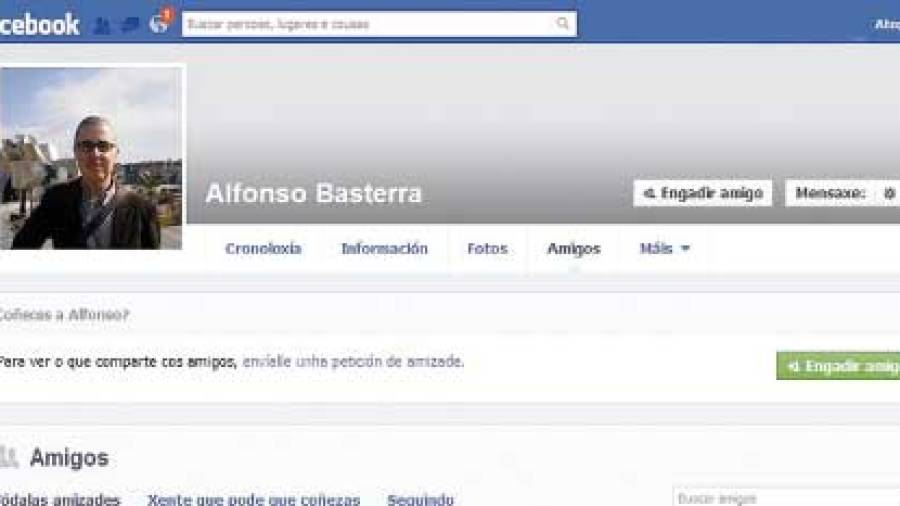 Descubren amistades extrañas en el Facebook de Alfonso Basterra